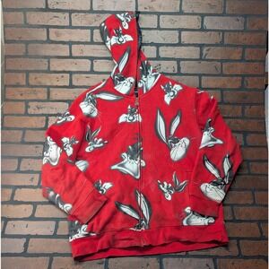 Lot 29 Looney Tunes Vintage Y2K Zip Up Hoodie Black XXL Bugs Bunny Daffy